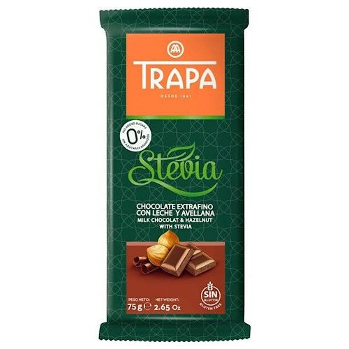Trapa Stevia, ciocolată cu lapte și alune, 75 g