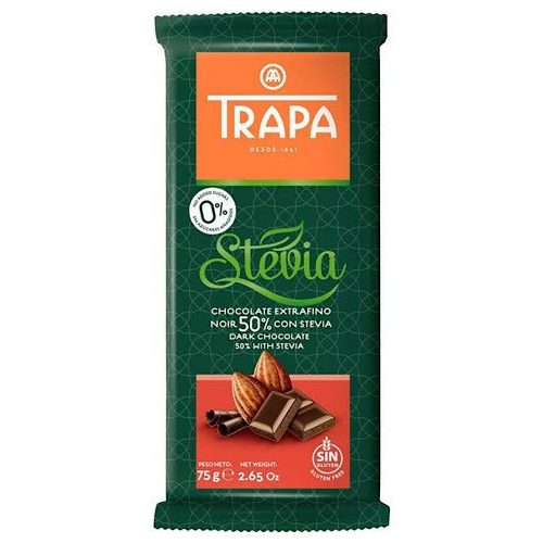 Trapa Stevia étcsokoládé 50% kakaótartalommal, 75g