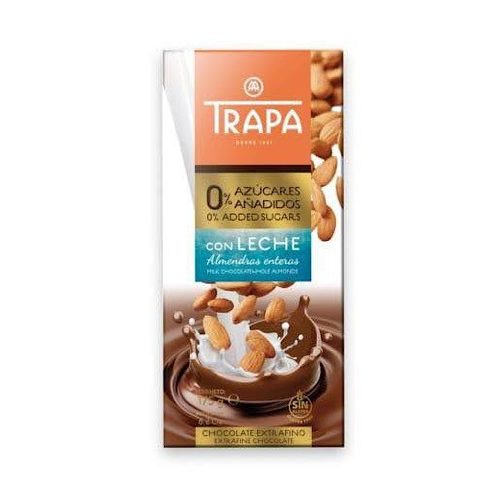 Trapa Intenso Leche Almendra 175g -Tejcsokoládé egész mandulával és édesítőszerrel