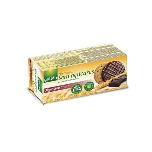 Gullón Digestive Choco - biscuit acoperit cu ciocolată, fără zahăr, bogat în fibre, 270g.