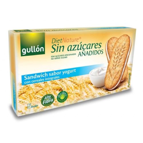 Gullón Sandwich sabor yogurt - biscuiți sandwich cu iaurt pentru micul dejun, fără zahăr 220g
