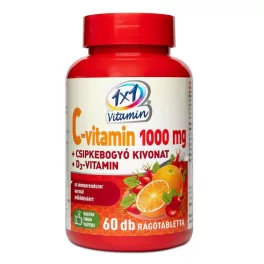   1x1 Vitamin Vitamina C 1000 mg + vitamina D3 cu extract de măceș, supliment alimentar cu aromă de portocale, tablete masticabile cu îndulcitori (60 buc.)