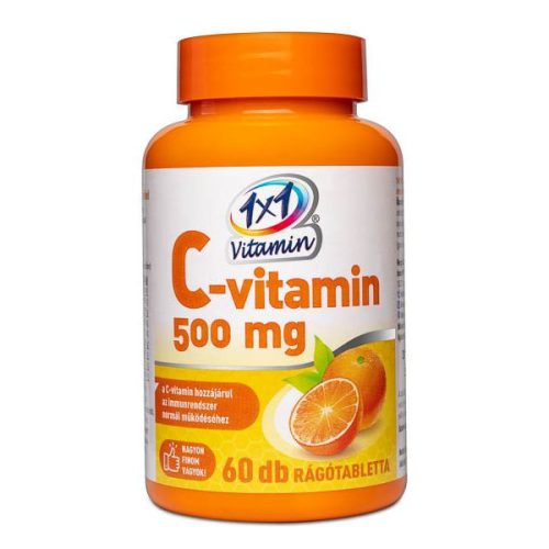 1x1 Vitaday Tablete masticabile cu gust de portocale cu C-vitamina 500 mg 60x