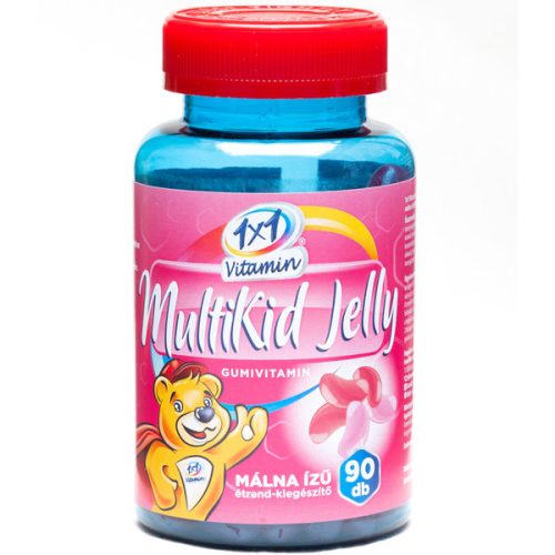 1x1 Vitamin MultiKid Plus Supliment alimentar vitamine gumate cu aromă de zmeură cu conţinut de vitamine și minerale cu 12 tipuri de ingrediente active 90 x