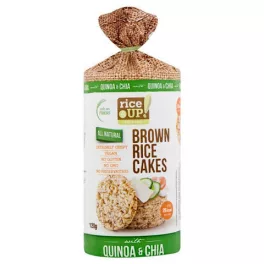   Rice Up, Felie din orez brun integral expandat, cu semințe de chia și quinoa, 120g.