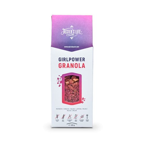 Hester's Life Girlpower Granola - granola cu zmeura 320 g