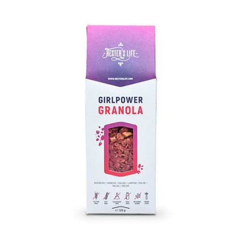 Hester's Life Girlpower Granola - granola cu zmeură  320 g