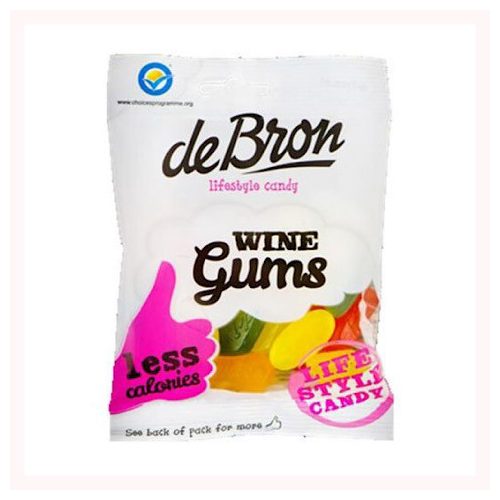 DeBron Wine Gums, gumă de mestecat fără gelatină, fără gluten, fără zahăr, 100g