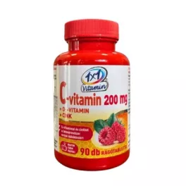   1x1 Vitamin Vitamina C 1000 mg + vitamina D3 cu extract de măceș, supliment alimentar cu aromă de portocale, tablete masticabile cu îndulcitori (60 buc.)
