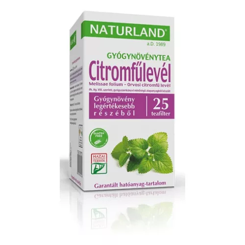 Naturland Citromfűlevél tea filteres 25x1 g, CSOMAGOLÁSSÉRÜLT