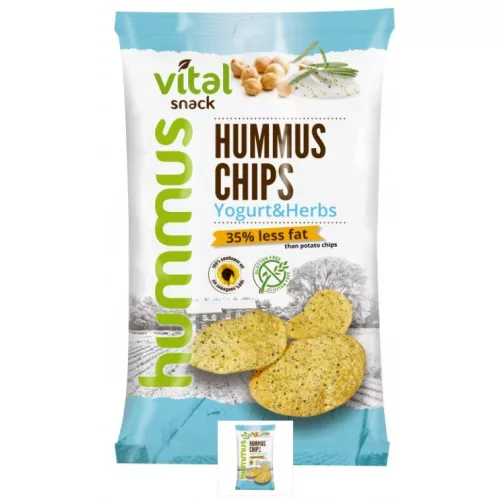 VitalSnack humusz chips joghurtos- és zöldfűszeres ízesítéssel 65g