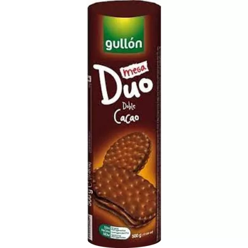 Gullon Mega Duo duplacsokis szendvicskeksz, 500 g