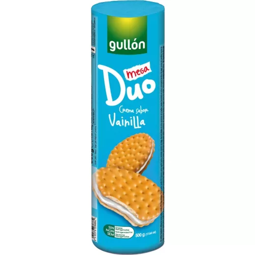 Gullon Mega Duo Vanílás szendvicskeksz, 500 g